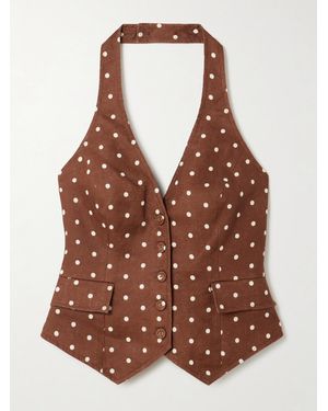 Cara Cara Prescott Polka-Dot Linen Vest - Brown