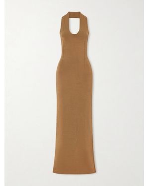 KHAITE Mahi Knitted Halterneck Maxi Dress - Natural