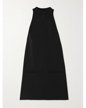 Courreges Heritage Embroidered Crepe Mock-Neck Mini Dress - Black