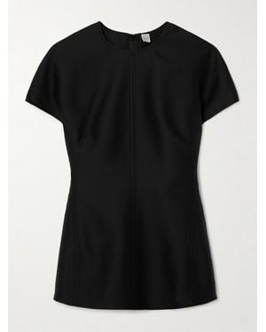 TOTEME Panelled Wool And Silk-Blend Top - Black