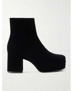 Gianvito Rossi Sally 75 Velvet Ankle Boots - Black