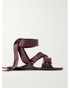 KHAITE Boden Tie-Detailed Leather Sandals - Red