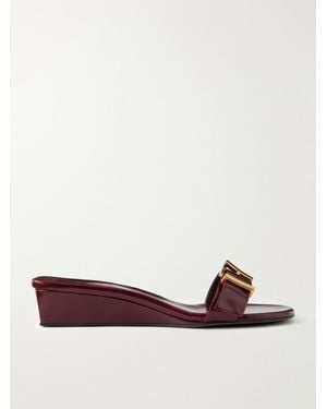 KHAITE Manhattan Buckled Leather Sandals - Brown