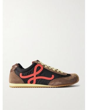 Loewe Ballet Runner 2.0 Logo-Appliquéd Leather, Canvas And Suede Trainers - Brown