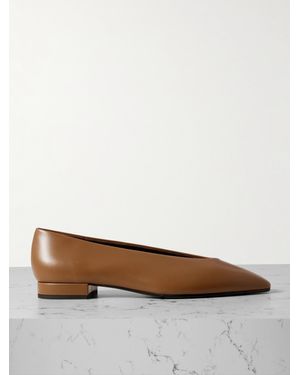 Loro Piana Rebecca Leather Point-Toe Flats - White