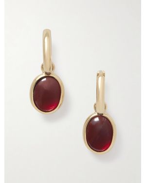 Loren Stewart Scarlet Garnet Hoop Earrings - White