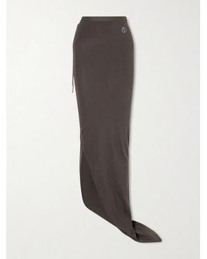 Rick Owens Moncler Appliquéd Cotton-Jersey Maxi Skirt - Brown