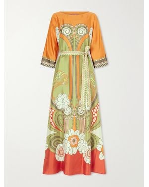 La DoubleJ Muumuu Belted Printed Silk-Twill Maxi Dress - Multicolor