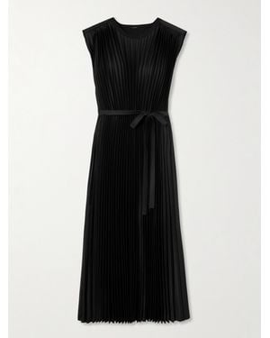 JOSEPH Volta Midikleid Aus Plissiertem Satin Mit Bindegürtel - Schwarz