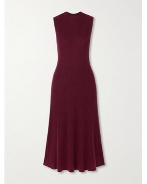 Sa Su Phi Ribbed-Knit Cashmere And Silk-Blend Midi Dress - Purple
