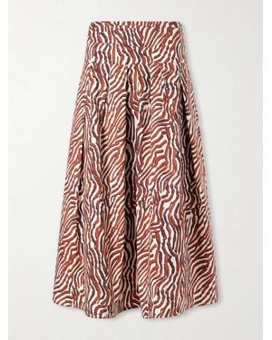 Proenza Schouler Nessa Pleated Printed Cotton-Blend Poplin Maxi Skirt - Pink