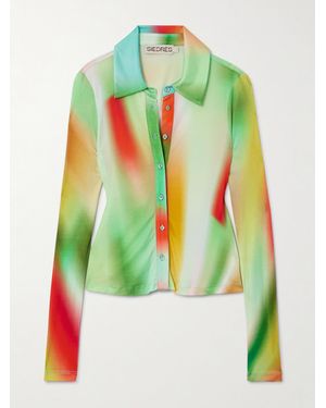 Siedres Tina Printed Satin-Jersey Shirt - Green