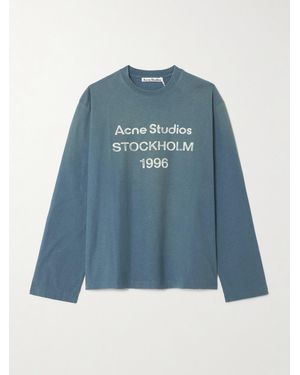 Acne Studios Printed Organic Cotton And Hemp-Blend Jersey T-Shirt - Blue