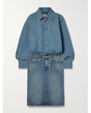 Haikure Joelle Two-Tone Organic Denim Shirt Dress - Blue