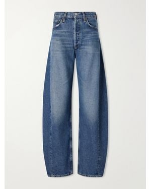 Agolde Luna Pieced High-Rise Barrel-Leg Jeans - Blue