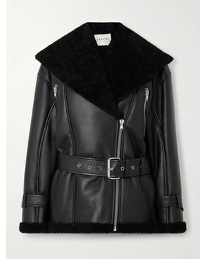 Salon 1884 Veste En Peau Lainée À Ceinture Marcelle - Noir
