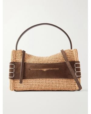 JW Anderson Loafer Crocheted Suede-Trimmed Raffia Shoulder Bag - Brown
