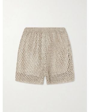 Brunello Cucinelli Sequined Crocheted Cotton Mini Shorts - Natural