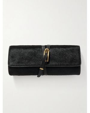Liffner Belted Leather-Trimmed Calf Hair Clutch - Black