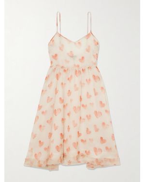 R13 Ruffled Printed Silk-Chiffon Mini Dress - Natural