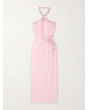 Miss Sohee Ara Sequin And Crystal-Embellished Crepe Halterneck Gown - Pink