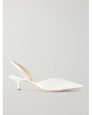 Danielle Frankel Alexa 50 Folded Satin Slingback Pumps - Natural