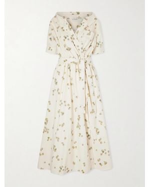 Altuzarra Lydia Belted Printed Cotton-Blend Poplin Midi Dress - Natural