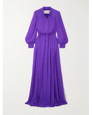 Valentino Garavani Gathered Pleated Silk-Georgette Gown - Purple