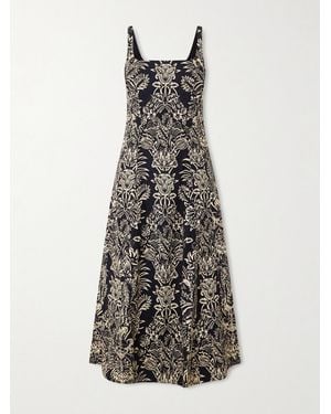 Ulla Johnson Robe Midi En Coton À Imprimé Fleuri Natali - Blanc