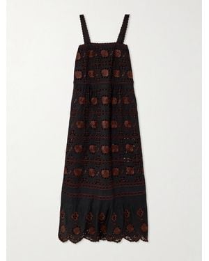 Vita Kin Grace Scalloped Broderie Anglaise Cotton-Poplin Maxi Dress - Black