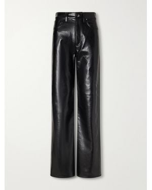Agolde Verica Leather-Blend High-Rise Wide-Leg Jeans - Black