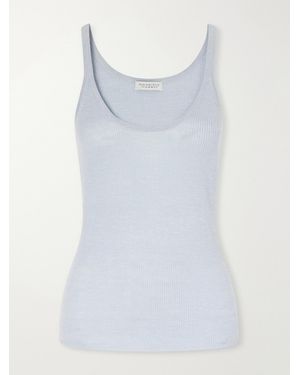 Gabriela Hearst Cinxia Ribbed Cashmere, Silk And Hemp-Blend Tank - Blue