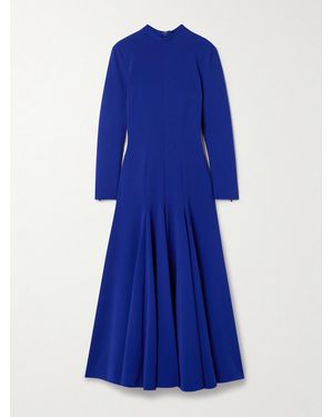 Sergio Hudson Paneled Pleated Crepe Maxi Dress - Blue
