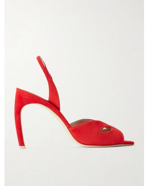 Victoria Beckham Harlow Mask Suede Sandals - Red