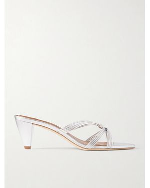STAUD Carrie 60 Metallic-Leather Sandals - Natural