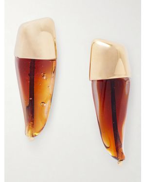 Bottega Veneta Goldfarbene Ohrringe Mit Details Aus Glas - Weiß