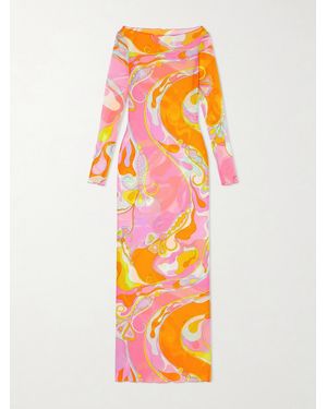 PUCCI Printed Tulle Maxi Dress - Pink