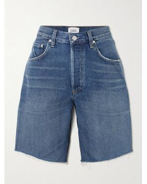 Citizens of Humanity Ayla Frayed Denim Shorts - Blue