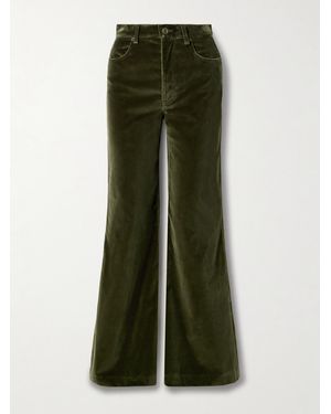 La DoubleJ Cotton-Velvet Flared Pants - Green