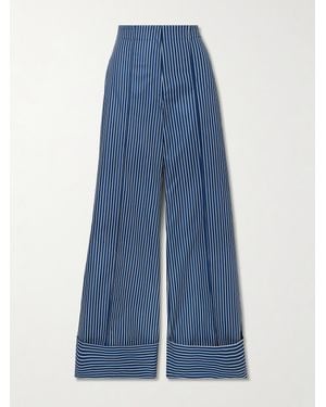 ANDRES OTALORA Refugios Striped Stretch Cotton-Twill Wide-Leg Trousers - Blue