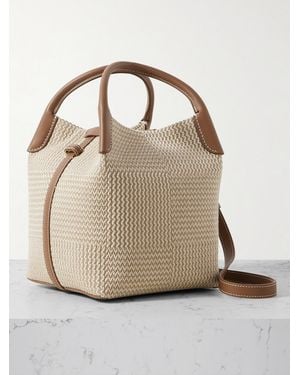 Loro Piana Bale Small Leather-Trimmed Woven Cotton Shoulder Bag - Natural