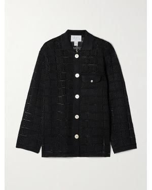 Calle Del Mar Pointelle-Knit Shirt - Black