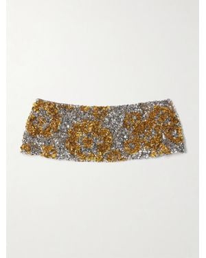 Dries Van Noten Embellished Tulle And Satin Belt - Natural