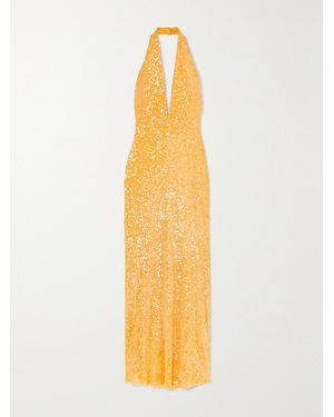 Markarian Valerie Sequined Crepe Halterneck Midi Dress - Metallic