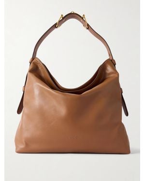 Gucci Horsebit Maxi Leather Tote - Brown
