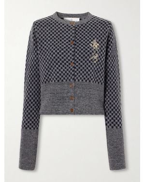 Vivienne Westwood Checkmate Logo-Embroidered Alpaca, Cotton And Wool-Blend Cardigan - Blue