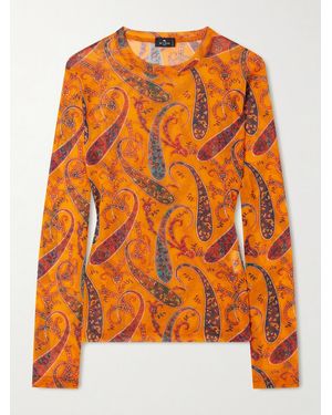 Etro Oberteil Aus Mesh Mit Paisley-Print - Orange