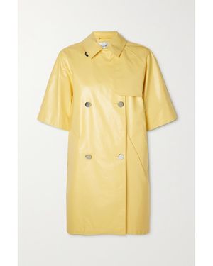 Max Mara Tondo Double-Breasted Coated-Cotton Coat - Yellow