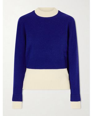 Jil Sander Two-Tone Layered Wool-Blend Jumper - Blue