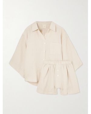 Deiji Studios 03 Linen Shirt And Shorts Set - Natural